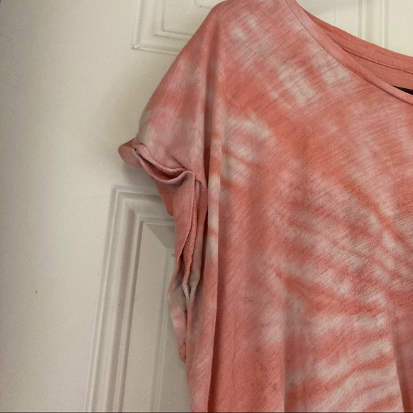 LUCKY BRAND Tie Die Pink Orange Creamsicle Swirl Twist Front Tee Womens Medium - Picture 9 of 15